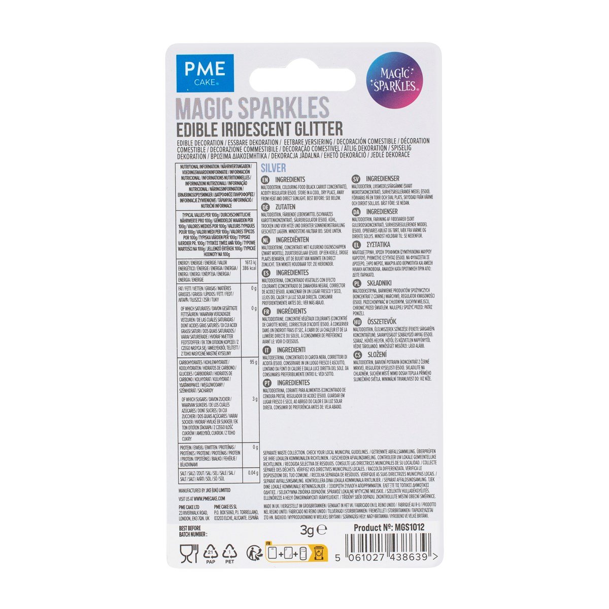 MAGIC SPARKLES EDIBLE IRIDESCENT GLITTER SILVER